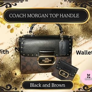 Coach Morgan Black and Brown Top Handle Bag